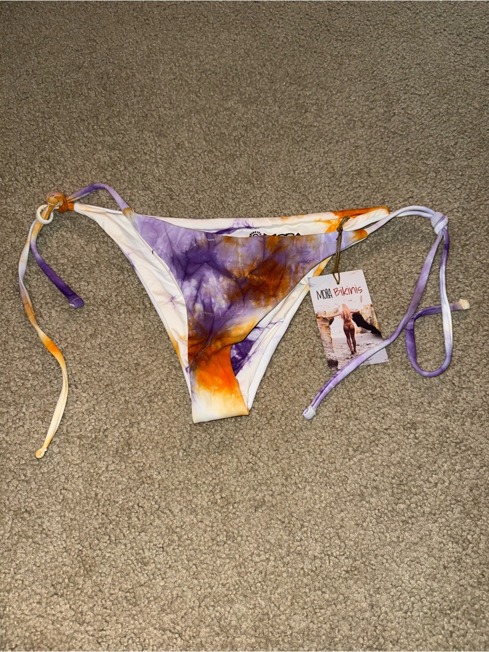 Mora Girls Bikinis Tie-Dye String Bikini Bottom in Purple & Orange